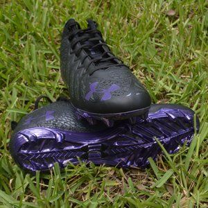 Men’s Under Armour Select Football Cleats Black Purple 3023964-012 Size 14